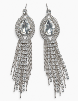 Silver-Tone Teardrop Chain Earrings