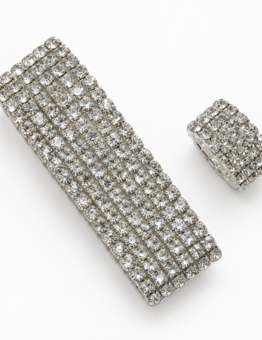 Silver-Tone Rhinestone Bracelet and Ring Set