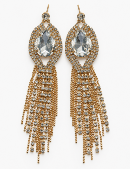 Gold-Tone Teardrop Chain Earrings