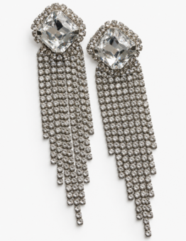 Clear Square Fringe Earrings