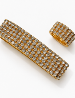 Gold-Tone Rhinestone Bracelet and Ring Set